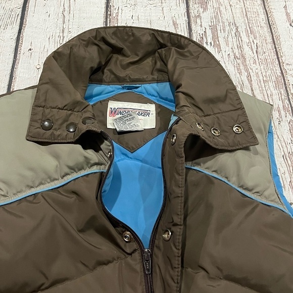 Vintage 1980s Brown Button Up Goose Down 80s Vest Puffer Outwear Jacket - Picture 3 of 8